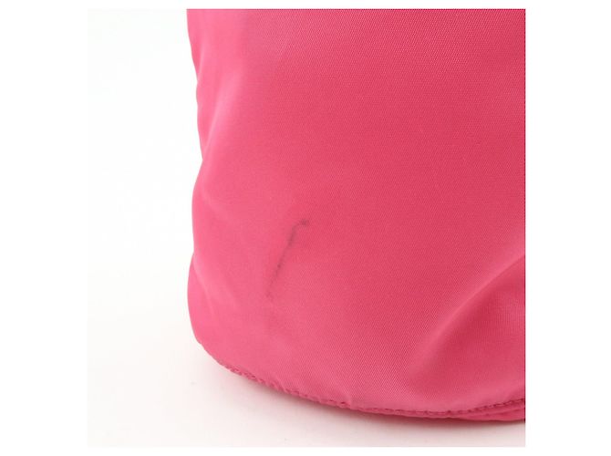 PRADA Triangle Logo Nylon Leather Drawstring Pouch Pink 1N0369 - view 14