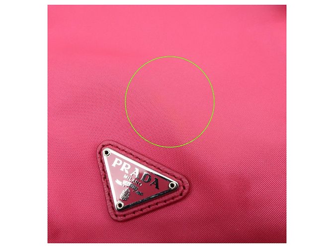 PRADA Triangle Logo Nylon Leather Drawstring Pouch Pink 1N0369 - view 15