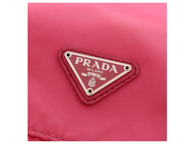 PRADA Triangle Logo Nylon Leather Drawstring Pouch Pink 1N0369 - view 16