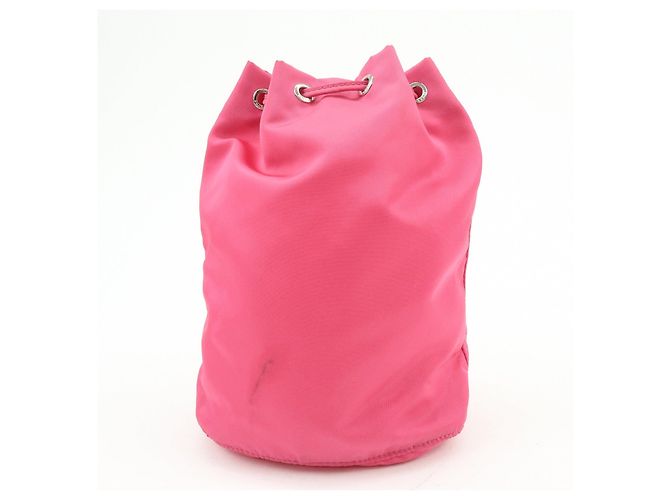 PRADA Triangle Logo Nylon Leather Drawstring Pouch Pink 1N0369 - view 2