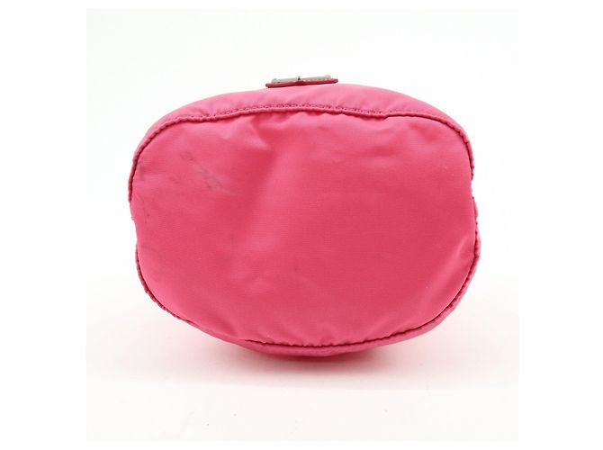 PRADA Triangle Logo Nylon Leather Drawstring Pouch Pink 1N0369 - view 5