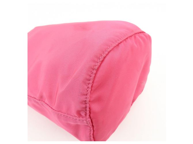 PRADA Triangle Logo Nylon Leather Drawstring Pouch Pink 1N0369 - view 8