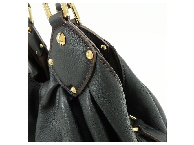 Borsa a tracolla Louis Vuitton Monogram Mahina L in pelle Noir Black M95765 - vista 14
