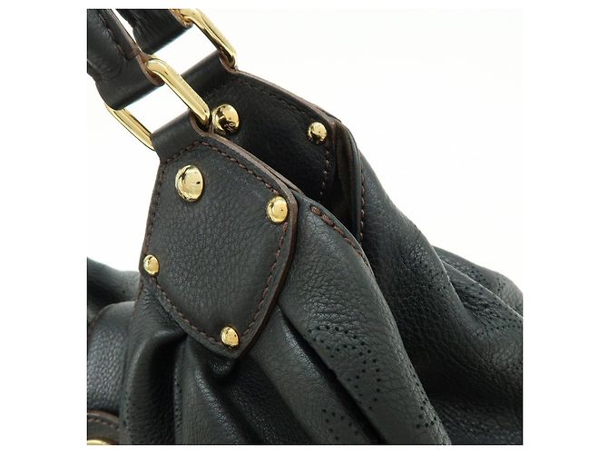 Borsa a tracolla Louis Vuitton Monogram Mahina L in pelle Noir Black M95765 - vista 15