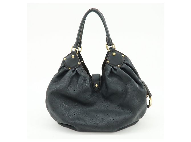 Borsa a tracolla Louis Vuitton Monogram Mahina L in pelle Noir Black M95765 - vista 2