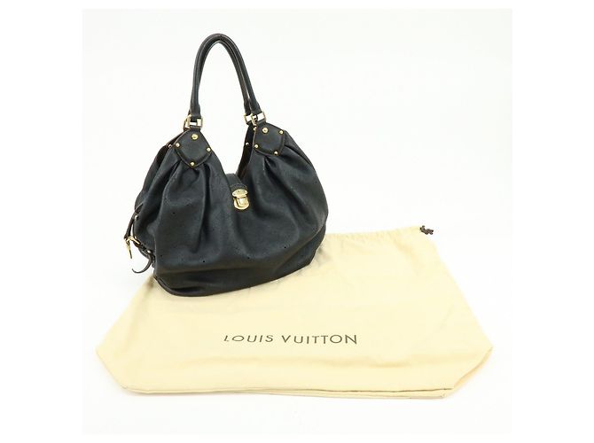 Borsa a tracolla Louis Vuitton Monogram Mahina L in pelle Noir Black M95765 - vista 22