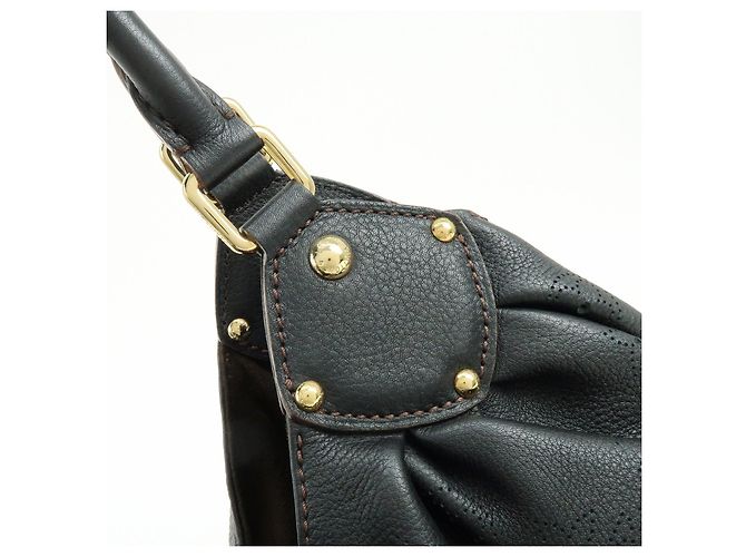 Borsa a tracolla Louis Vuitton Monogram Mahina L in pelle Noir Black M95765 - vista 9