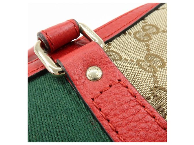 Borsa 2Way GUCCI Sherry GG Canvas Leather Boston Bag Beige Rosso 247205 - vista 10
