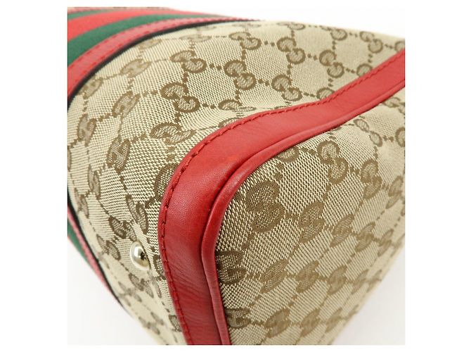 Borsa 2Way GUCCI Sherry GG Canvas Leather Boston Bag Beige Rosso 247205 - vista 12