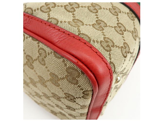 Borsa 2Way GUCCI Sherry GG Canvas Leather Boston Bag Beige Rosso 247205 - vista 13