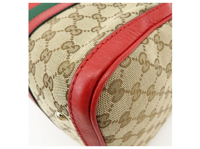 Borsa 2Way GUCCI Sherry GG Canvas Leather Boston Bag Beige Rosso 247205 - vista 14