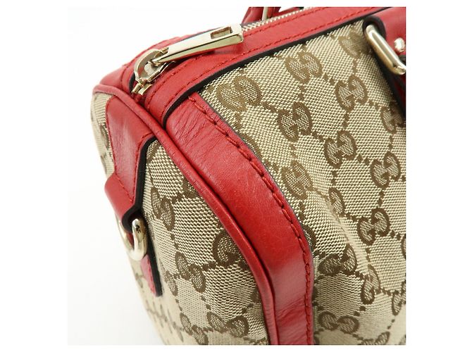 Borsa 2Way GUCCI Sherry GG Canvas Leather Boston Bag Beige Rosso 247205 - vista 15