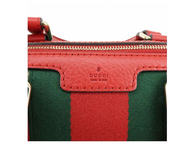 Borsa 2Way GUCCI Sherry GG Canvas Leather Boston Bag Beige Rosso 247205 - vista 17