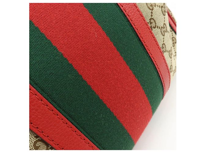 Borsa 2Way GUCCI Sherry GG Canvas Leather Boston Bag Beige Rosso 247205 - vista 18