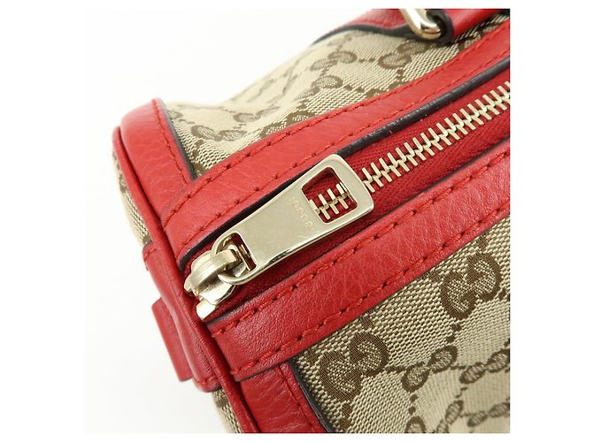 Borsa 2Way GUCCI Sherry GG Canvas Leather Boston Bag Beige Rosso 247205 - vista 19