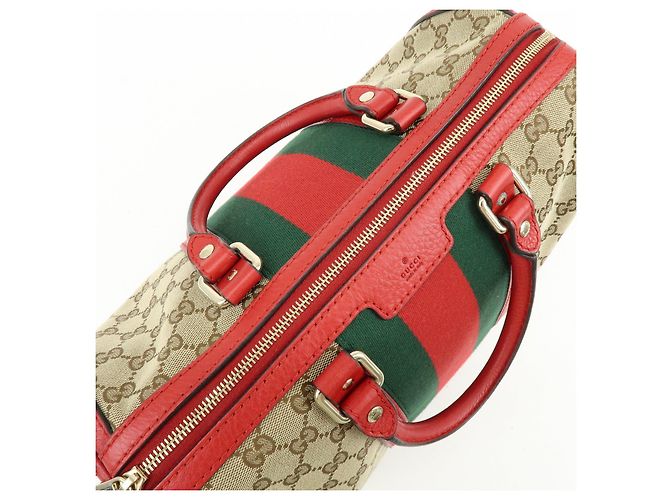 Borsa 2Way GUCCI Sherry GG Canvas Leather Boston Bag Beige Rosso 247205 - vista 20