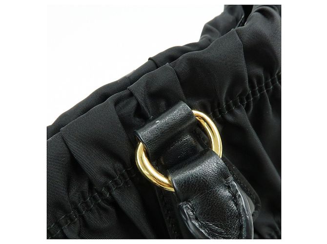 Borsa 2Way PRADA in nylon Tessuto Gaufre e pelle Nera B1788M - vista 11