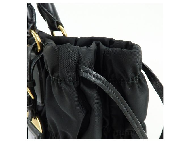 Borsa 2Way PRADA in nylon Tessuto Gaufre e pelle Nera B1788M - vista 16