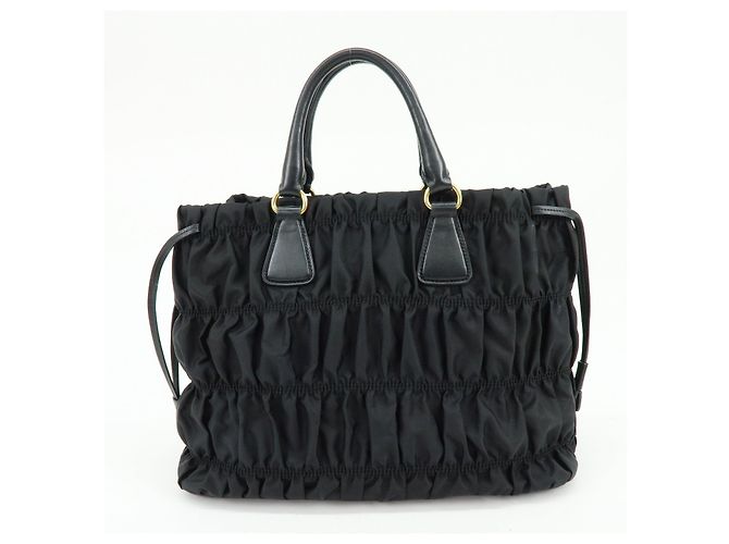 Borsa 2Way PRADA in nylon Tessuto Gaufre e pelle Nera B1788M - vista 2