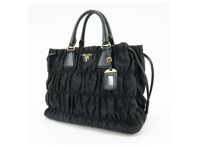 Borsa 2Way PRADA in nylon Tessuto Gaufre e pelle Nera B1788M - vista 3