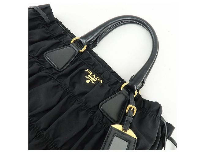 Borsa 2Way PRADA in nylon Tessuto Gaufre e pelle Nera B1788M - vista 6