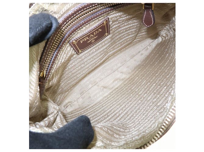 Borsa a tracolla e a spalla in pelle Jacquard con logo PRADA Marrone - vista 20