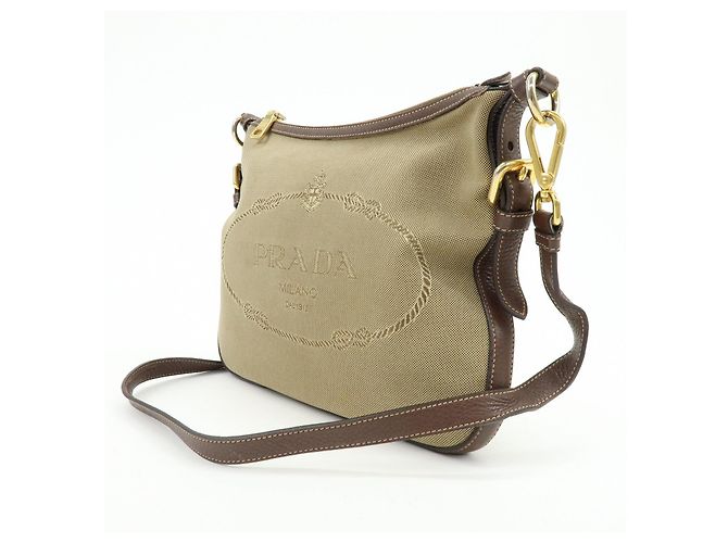 Borsa a tracolla e a spalla in pelle Jacquard con logo PRADA Marrone - vista 3