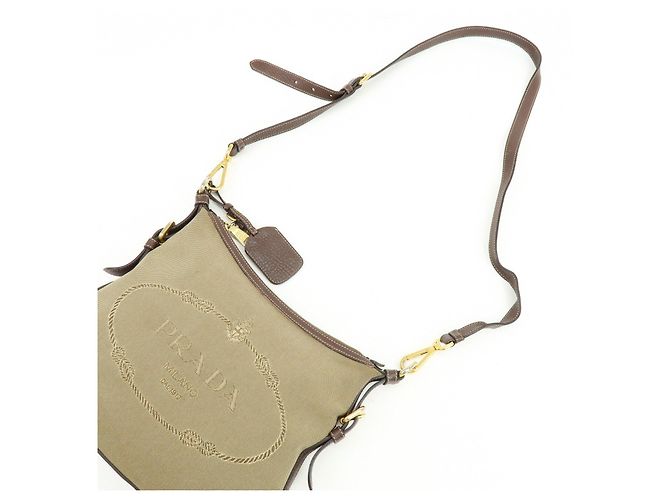 Borsa a tracolla e a spalla in pelle Jacquard con logo PRADA Marrone - vista 6