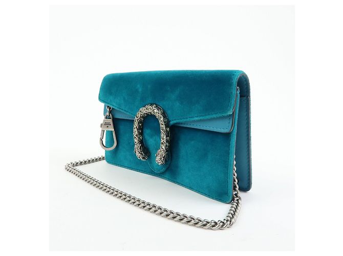 GUCCI Borsa Super Mini Dionysus in velluto con catena Verde 476432 - vista 3