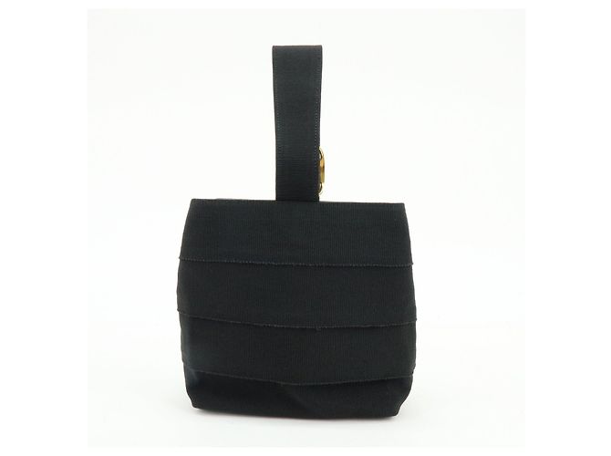 Salvatore Ferragamo Ferragamo Vara Canvas Leder Tiered Handtasche Pouch Schwarz - Ansicht 2