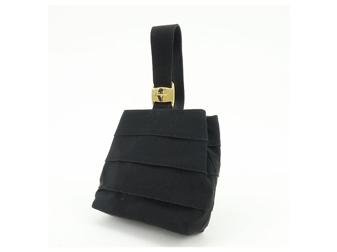 Salvatore Ferragamo Ferragamo Vara Canvas Leder Tiered Handtasche Pouch Schwarz - Ansicht 3