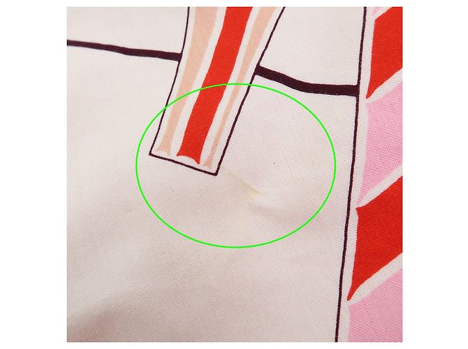 Hermès HERMES Cabas Drapeaux Au Vent Bolso de Playa de Algodón Tote Bag Rosa Rojo Blanco - vista 17