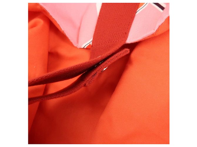 Hermès HERMES Cabas Drapeaux Au Vent Bolso de Playa de Algodón Tote Bag Rosa Rojo Blanco - vista 23