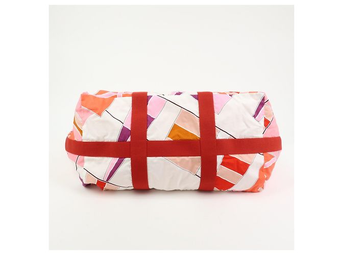 Hermès HERMES Cabas Drapeaux Au Vent Bolso de Playa de Algodón Tote Bag Rosa Rojo Blanco - vista 5