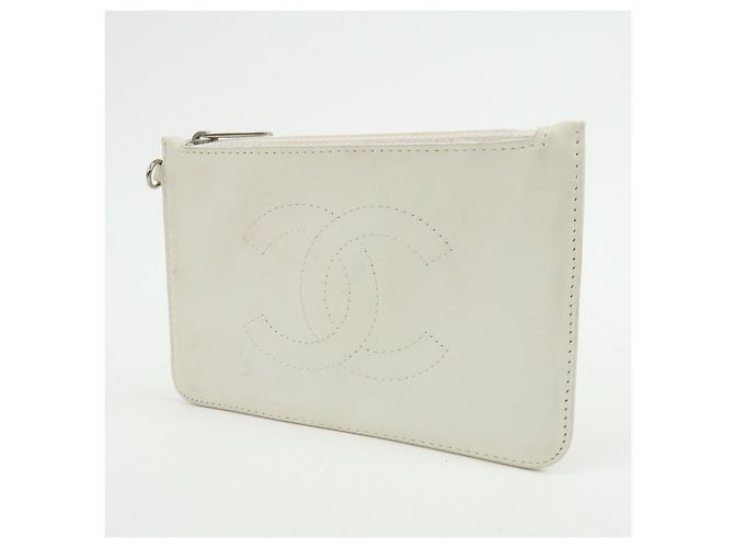 CHANEL COCO Mark Neceser de piel Bolso plano Blanco - vista 3