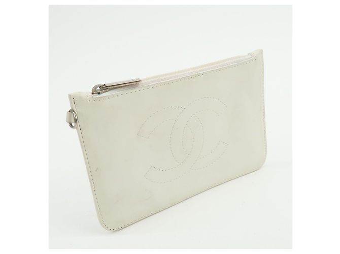 CHANEL COCO Mark Neceser de piel Bolso plano Blanco - vista 4