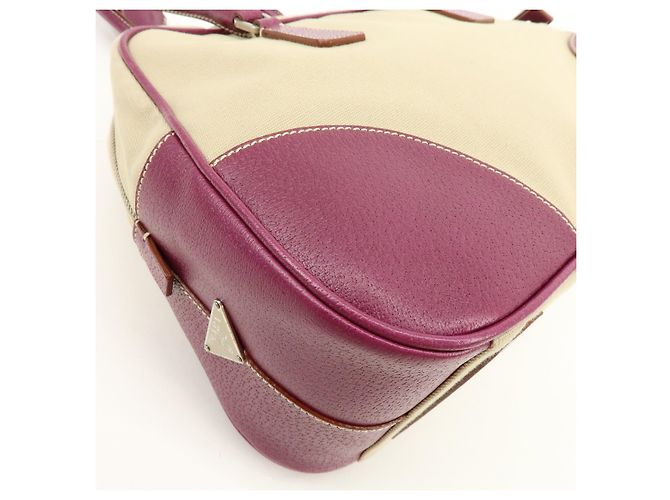 Borsa Bowling PRADA in tela e pelle con logo triangolare Natural Purple - vista 11