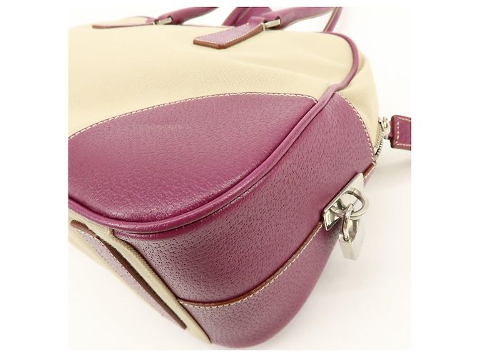 Borsa Bowling PRADA in tela e pelle con logo triangolare Natural Purple - vista 12