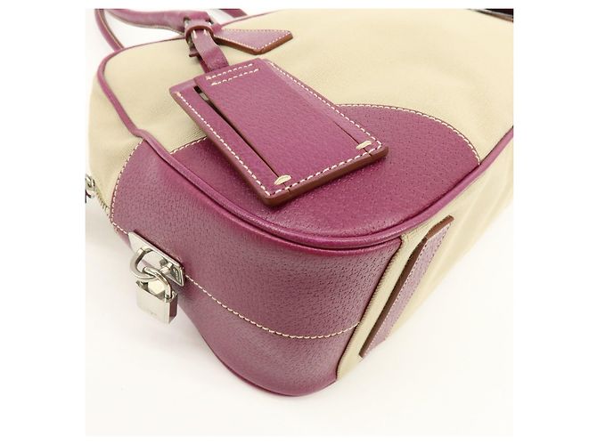 Borsa Bowling PRADA in tela e pelle con logo triangolare Natural Purple - vista 13
