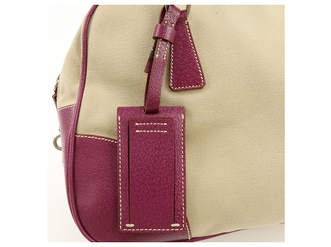 Borsa Bowling PRADA in tela e pelle con logo triangolare Natural Purple - vista 17