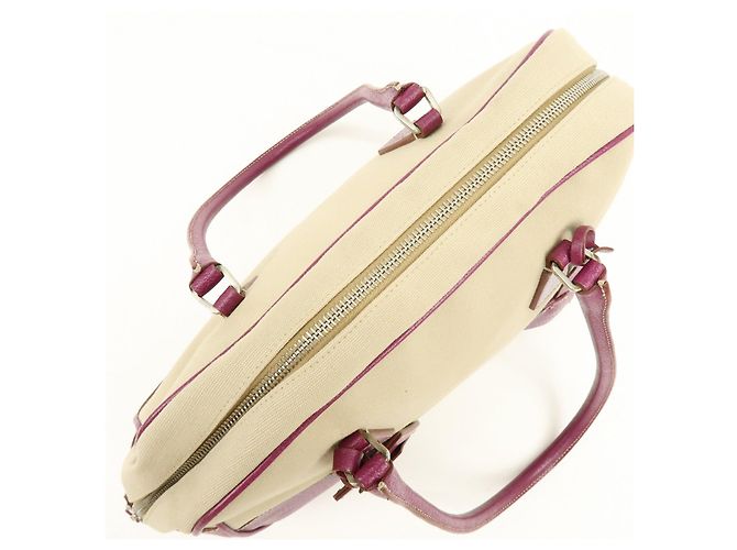 Borsa Bowling PRADA in tela e pelle con logo triangolare Natural Purple - vista 19