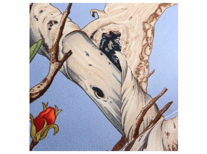 Hermès Foulard HERMES 100% Seta AU COEUR DES BOIS Blu - vista 10
