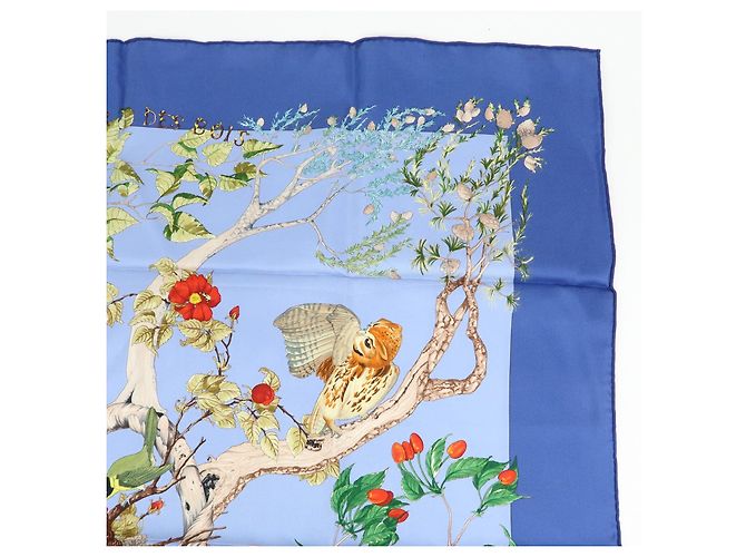 Hermès Foulard HERMES 100% Seta AU COEUR DES BOIS Blu - vista 4