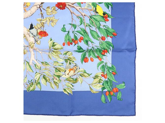 Hermès Foulard HERMES 100% Seta AU COEUR DES BOIS Blu - vista 6
