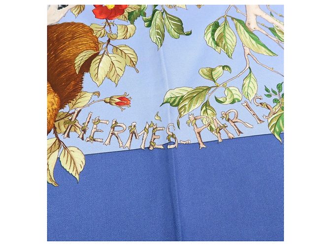 Hermès Foulard HERMES 100% Seta AU COEUR DES BOIS Blu - vista 8