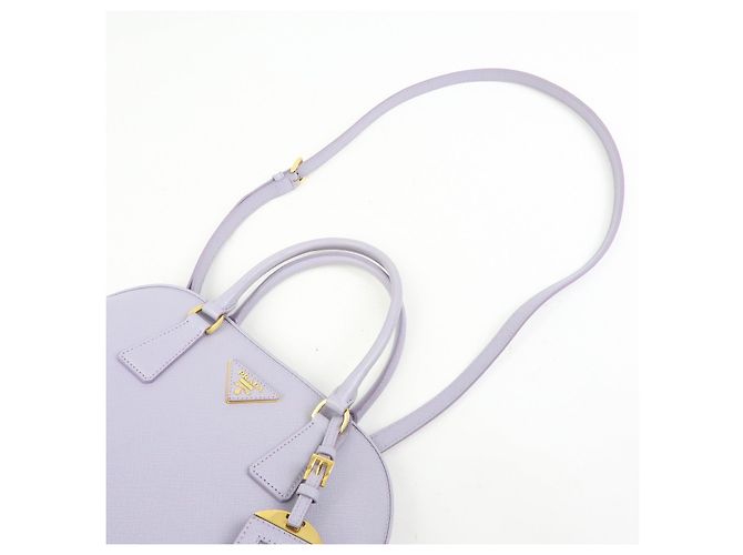 Borsa 2Way PRADA Triangle Logo Promenado in pelle Saffiano Purple BN2567 - vista 6