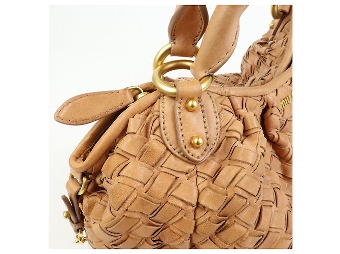 Borsa a tracolla e borsa a mano MIU MIU in pelle Blaid Marrone - vista 16