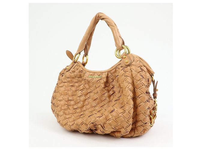 Borsa a tracolla e borsa a mano MIU MIU in pelle Blaid Marrone - vista 3