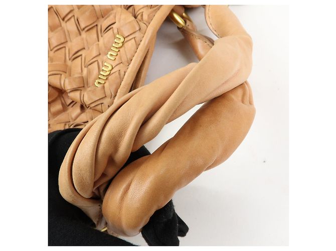 Borsa a tracolla e borsa a mano MIU MIU in pelle Blaid Marrone - vista 7
