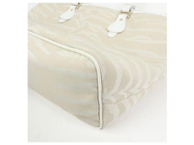 FENDI Shopper aus Leder und Canvas Zebra-Muster Beige Weiß 8BH115 - Ansicht 11